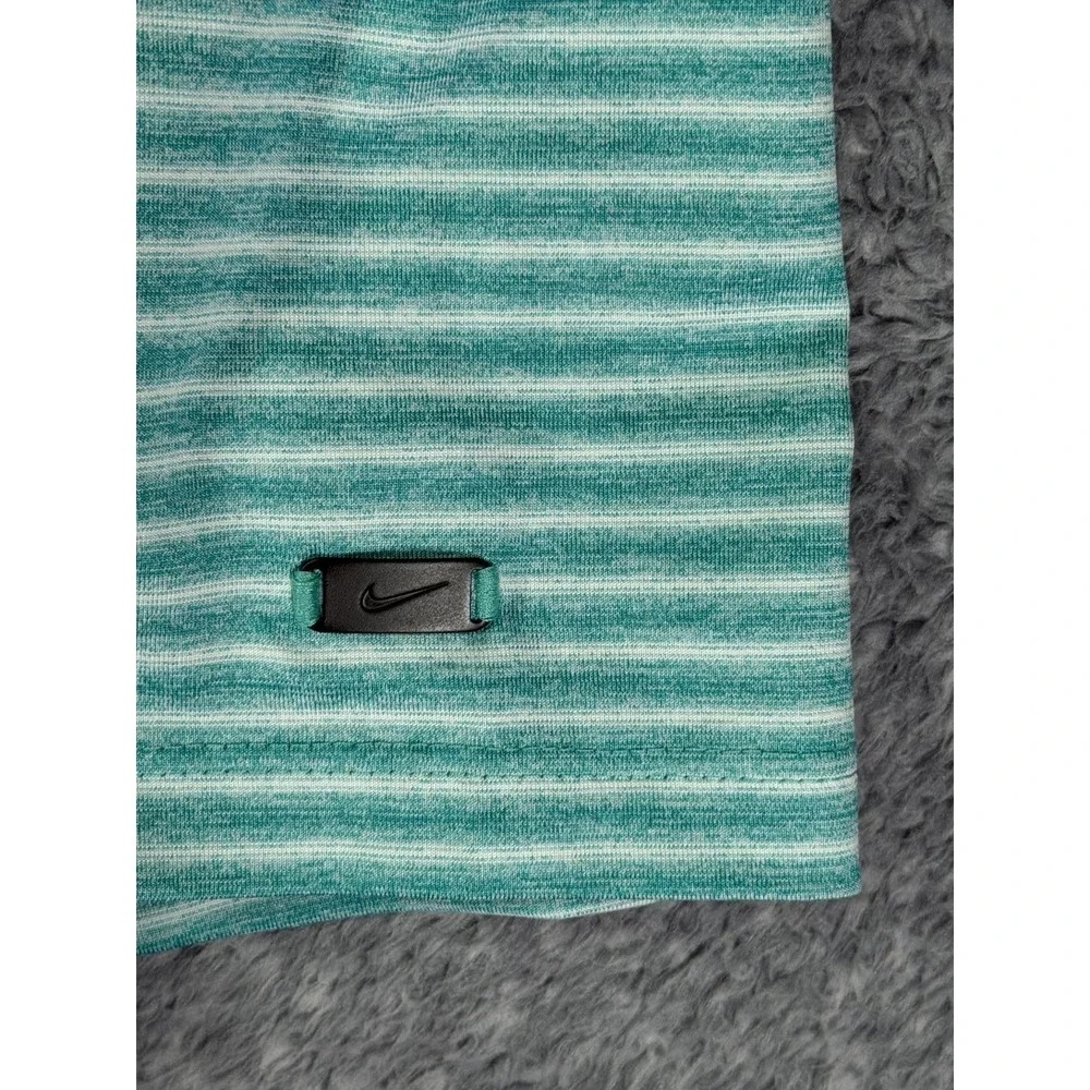 Nike Tiger Woods Dri-FIT Polo Shirt Mens Small Teal Blue Stripe Golf BQ6722-309